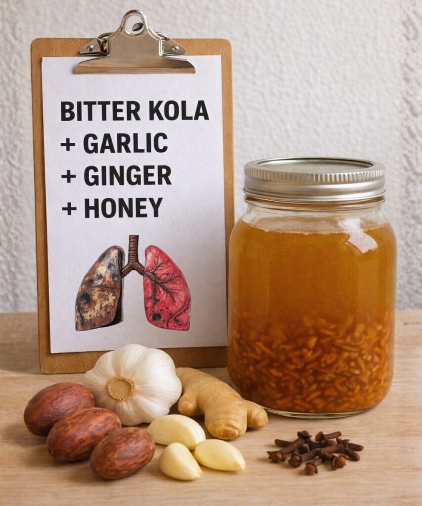 Bitter Kola, Garlic, Ginger & Honey Drink: A Natural Remedy for Flu, Cough, and Infections