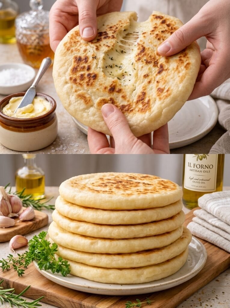 Stretchy Cheese-Stuffed Garlic Flatbread