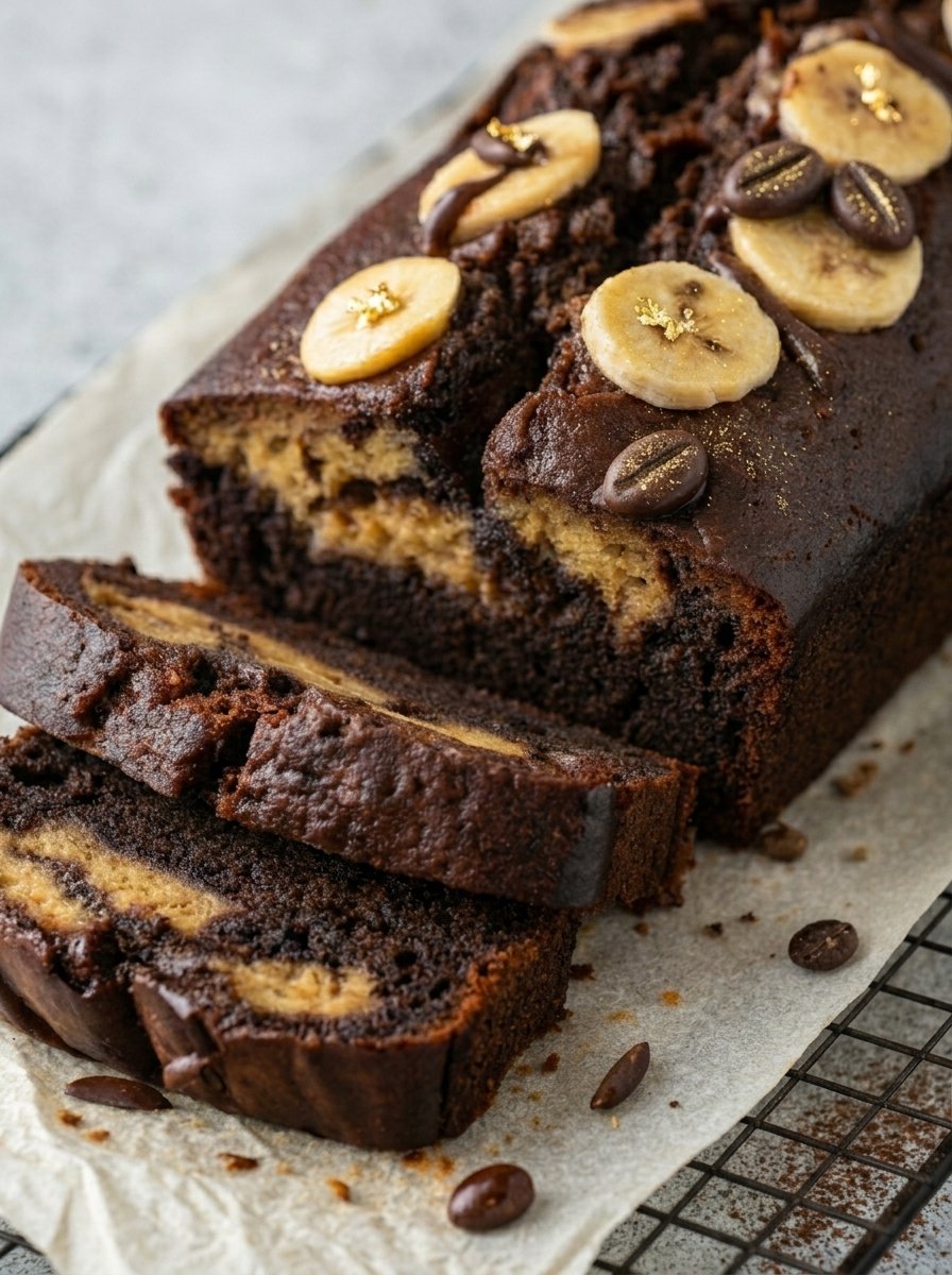 Dark Chocolate Espresso Banana Marble Bread