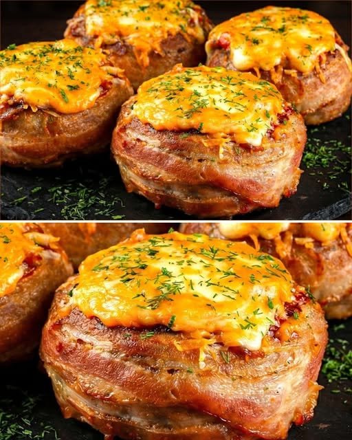 Oven-Baked Bacon-Wrapped Meat Bowls