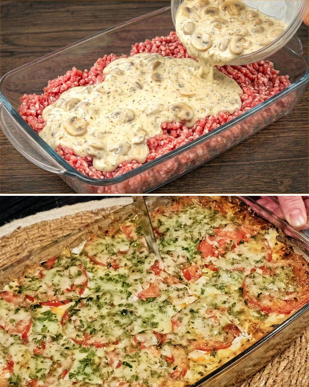 Savory Casserole with Creamy Mushroom Sauce