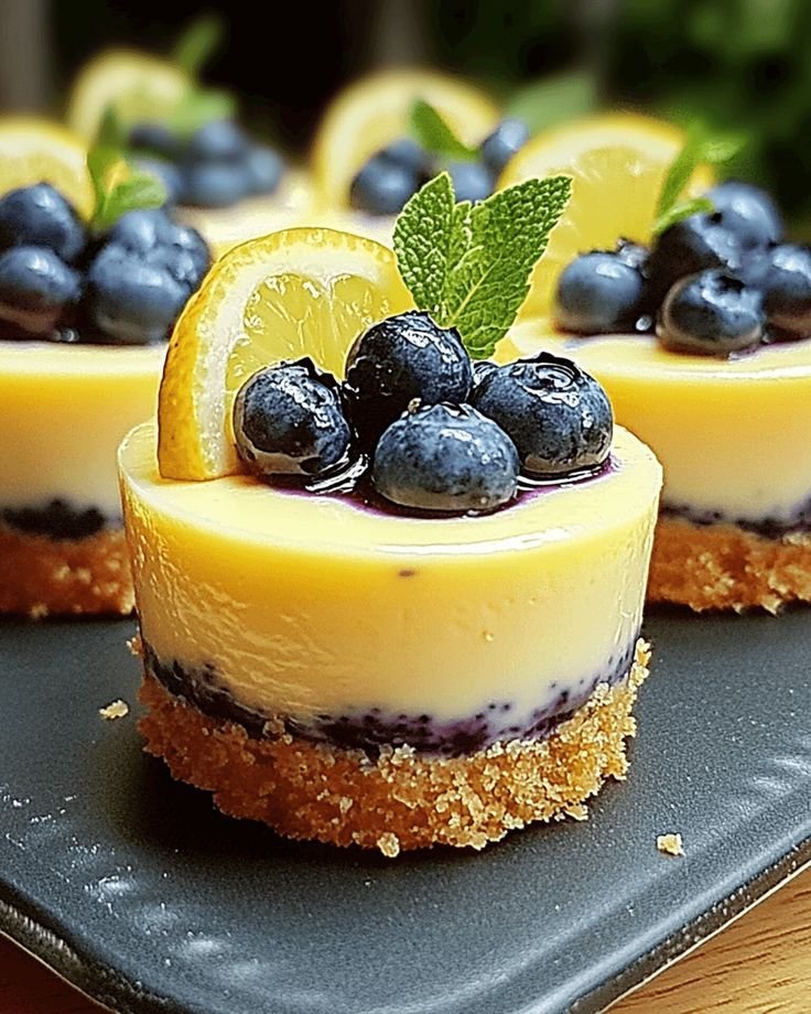 Mini Lemon Blueberry Cheesecakes with Graham Cracker Crust π