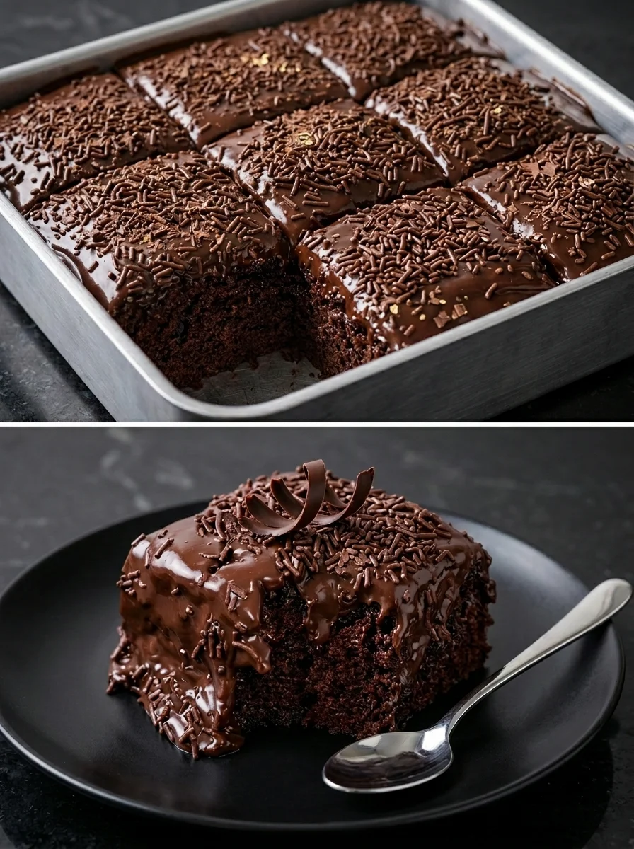 Ultimate Chocolate Fudge Tray Cake