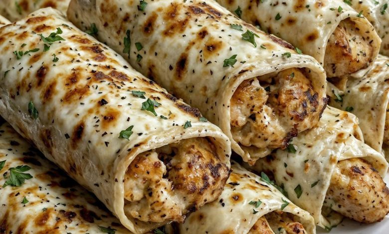 Cheesy Garlic Chicken Wraps