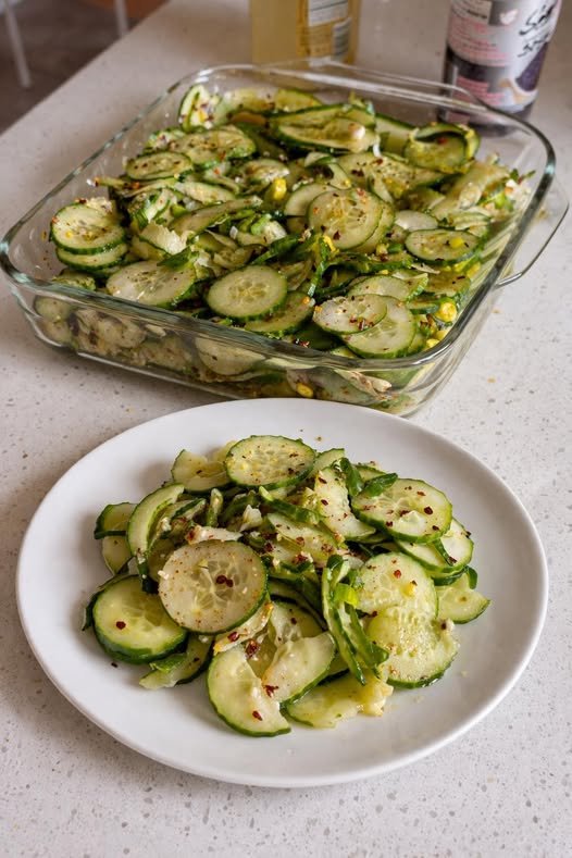 Spicy Garlic Cucumber & Corn Salad
