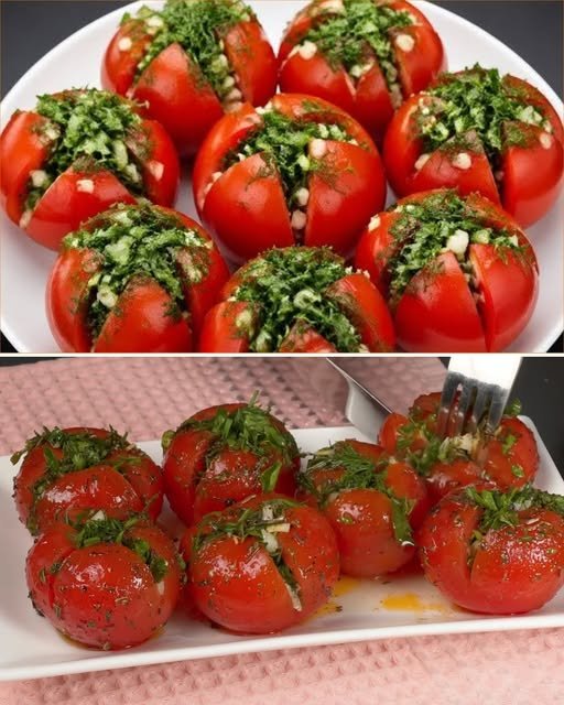 Easy Herb-Garlic Stuffed Tomatoes with Marinade