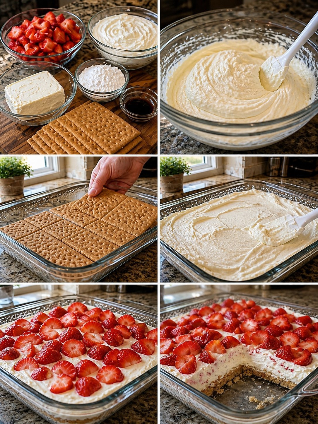 No-Bake Strawberry Cream Graham Dessert