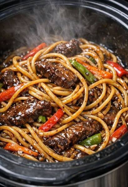 Cozy 5-Ingredient Slow Cooker Pork Lo Mein