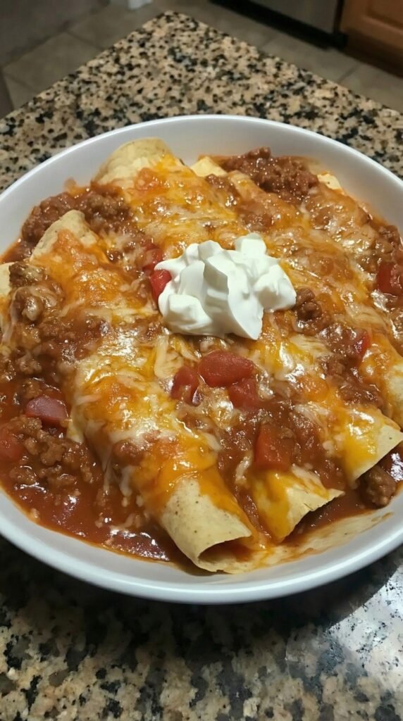 Rolled Red Chile Beef and Cheese Enchiladas