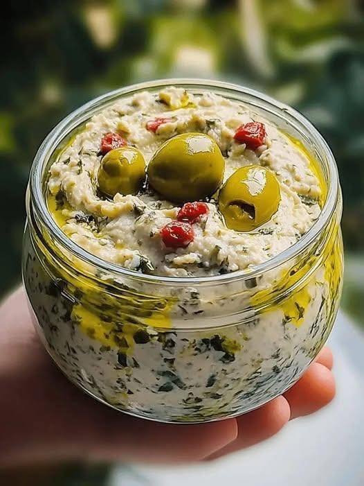 Creamy Olive & Herb Whipped Feta Dip 🫒🧄