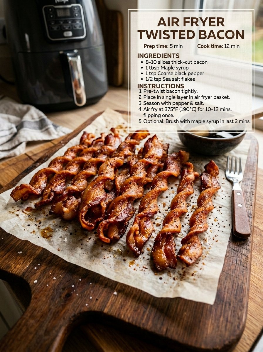 Air Fryer Twisted Bacon