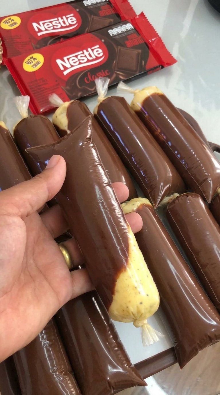 Chocolate-Lined Creamy Ice Pops