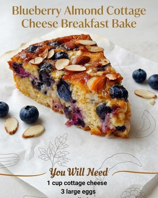 Delicious Blueberry Almond Cottage Cheese Breakfast Bake – A High-Protein Family Favorite