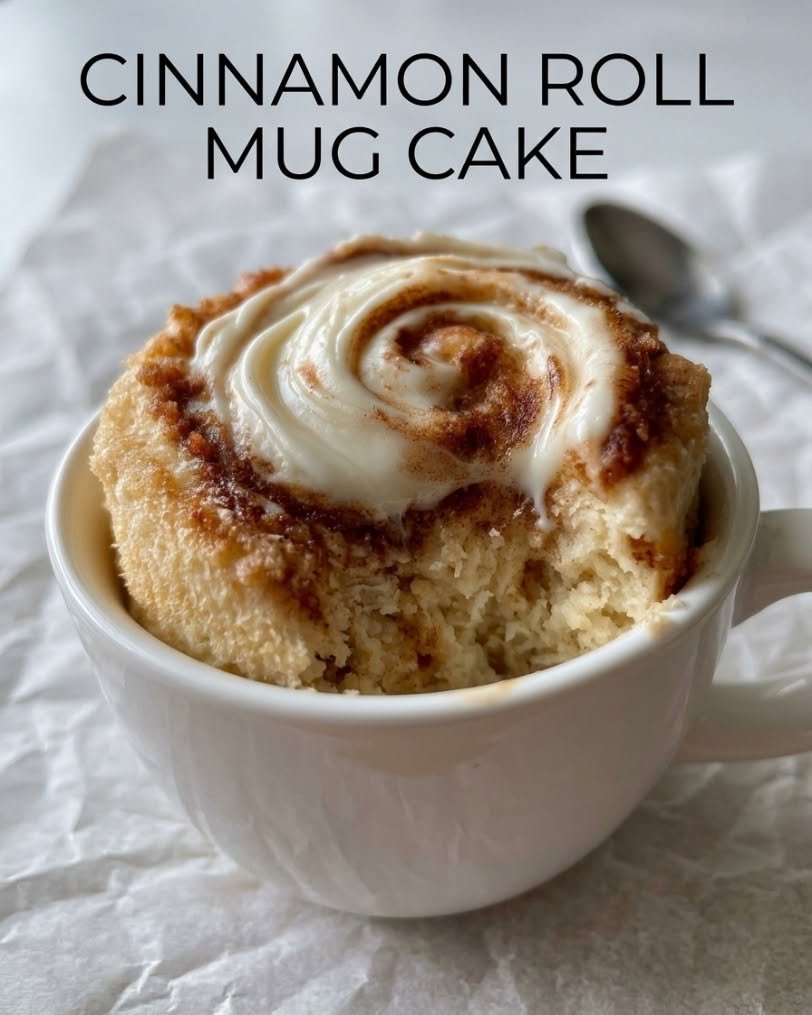 5-Minute Cottage Cheese Cinnamon Roll Mug Cake