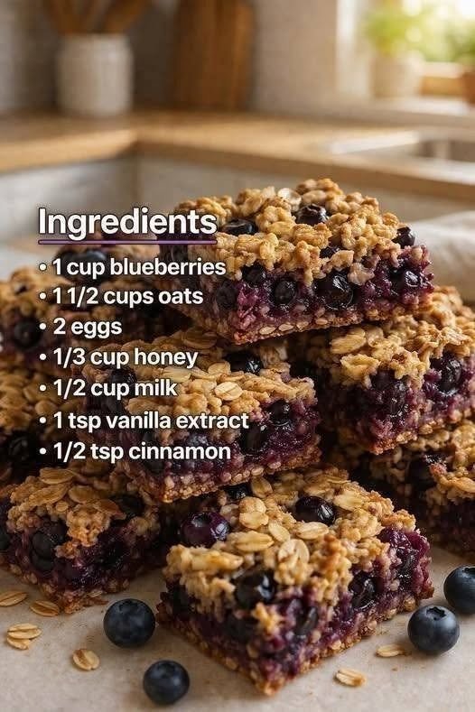 Blueberry Baked Oat Bars
