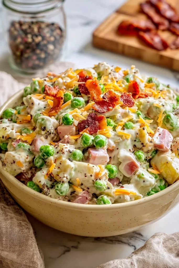 Creamy Bacon Pea Potato Salad Recipe