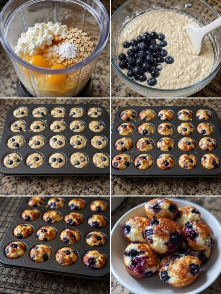 Fluffy Blueberry Cottage Cheese Pancake Bites