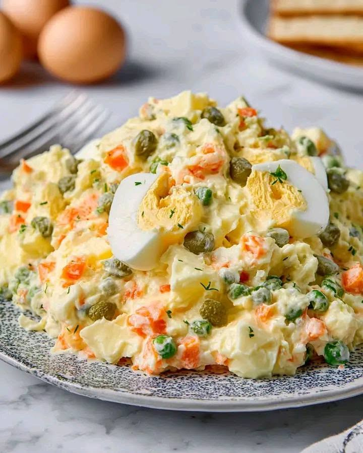 Classic Creamy Potato Salad with Peas & Carrots