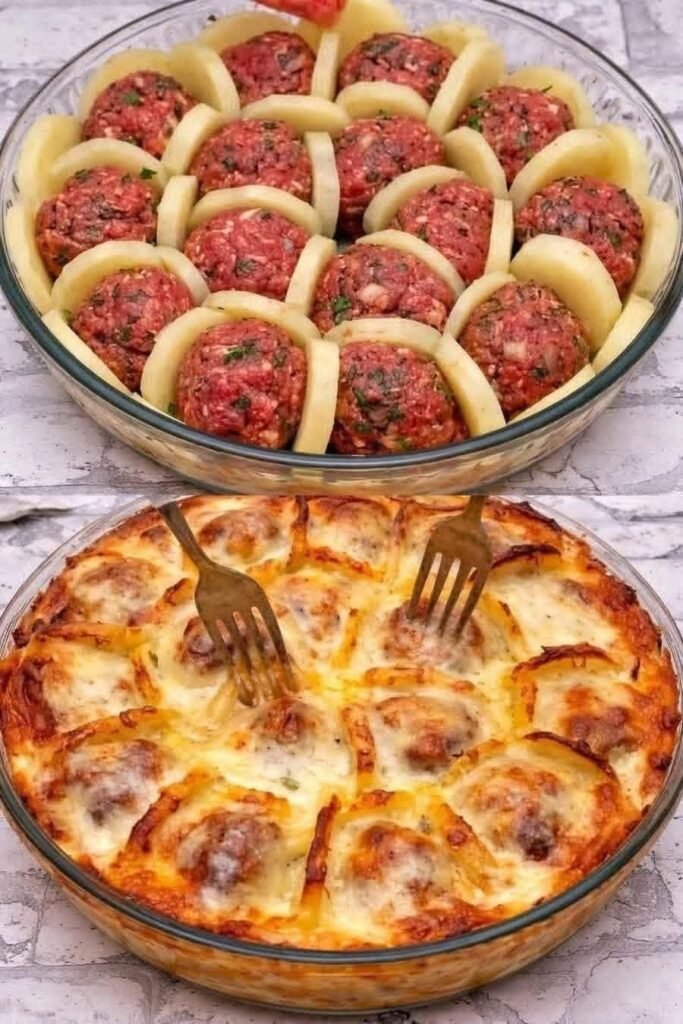 Cheese Meatballs and Potatoes Recipe