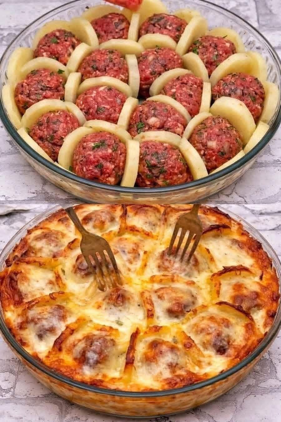 Cheese Meatballs and Potatoes Recipe