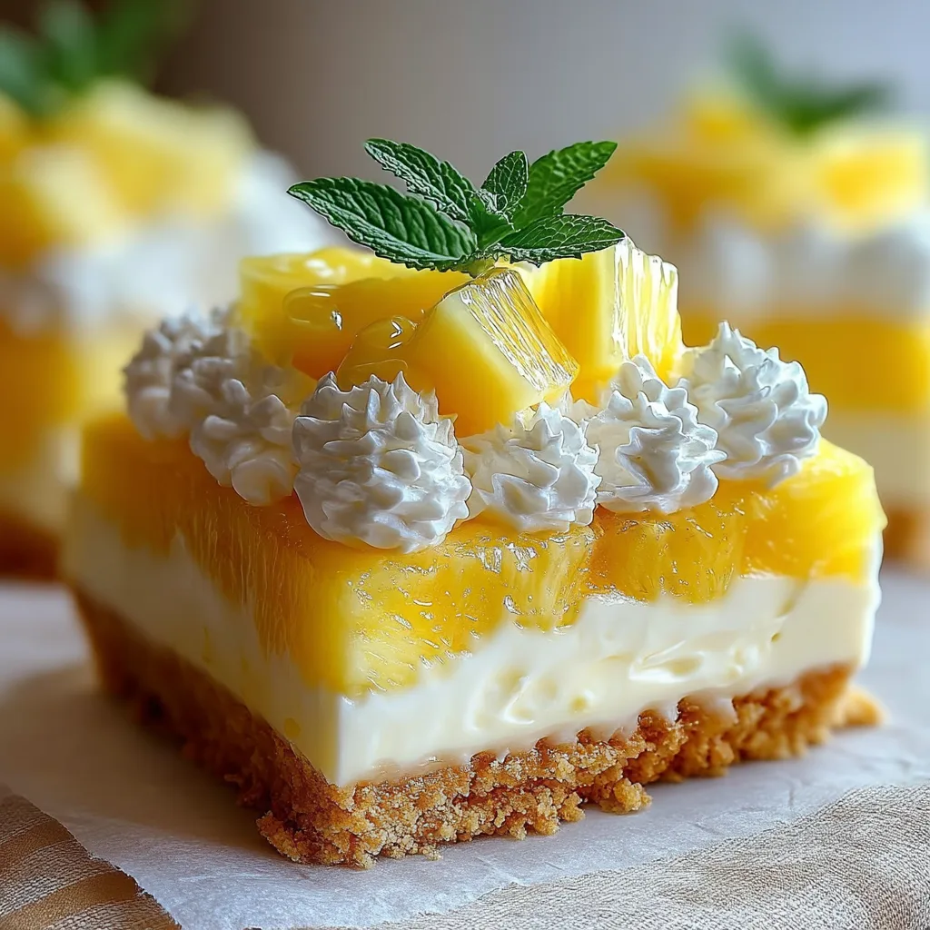 No-Bake Pineapple Cream Dessert – Easy Tropical Cheesecake Bars