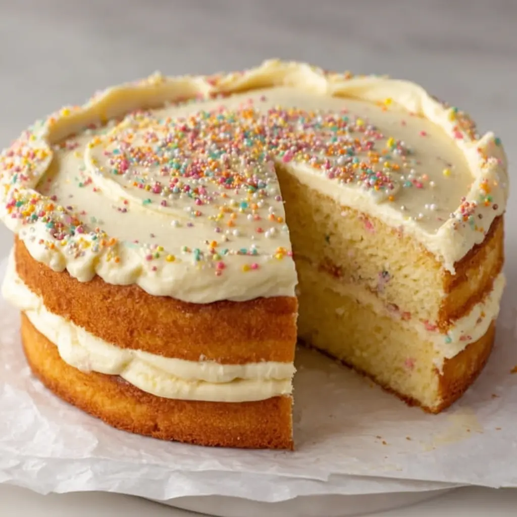 Amazing Vanilla Celebration Cake: 2-Layer Bakery-Style Birthday Perfection