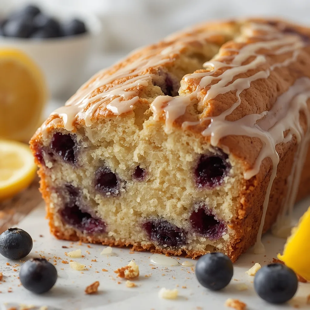 Delicious Moist Blueberry Bread with Lemon Glaze – Easy Recipe