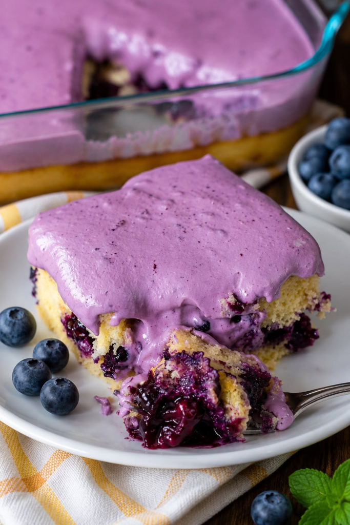 Blueberry Cream Cake with Blueberry Frosting