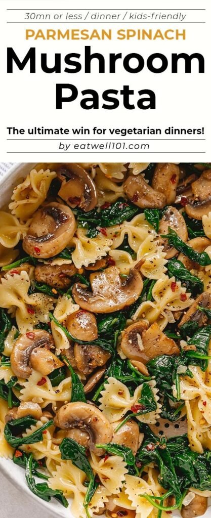 Parmesan Spinach Mushroom Pasta Skillet