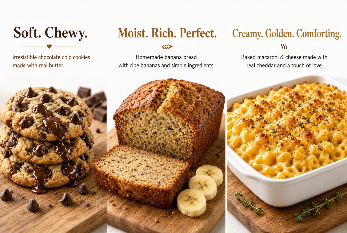 “Soft Cookies + Moist Banana Bread + Creamy Mac & Cheese — All in One Place”