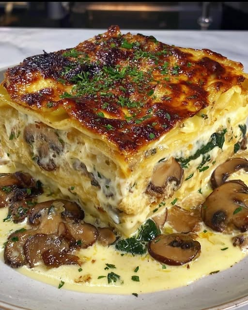 Creamy Spinach Mushroom Lasagna