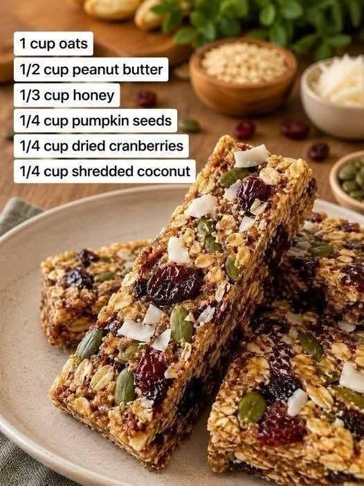 Homemade High-Protein Oat, Peanut Butter & Cranberry Snack Bars