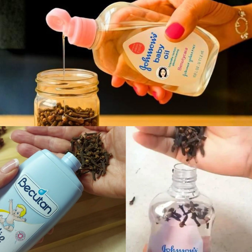 Add cloves to baby oil In 1 minute you will be shocked by the result.