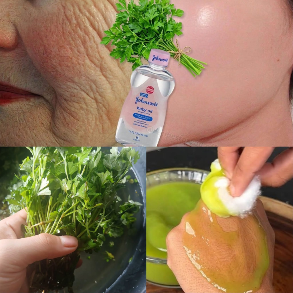 Even at 70, Get Younger-Looking Skin With Parsley & Baby Oil