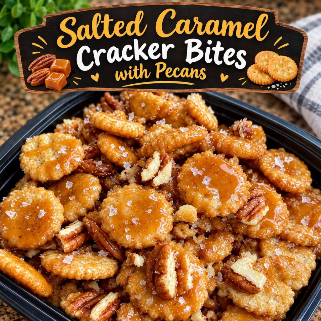 Salted Caramel Cracker Bites with Pecans