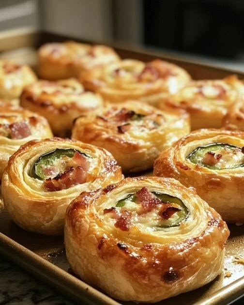 Bacon, Jalapeño, and Cream Cheese Puff Pastry Pinwheels