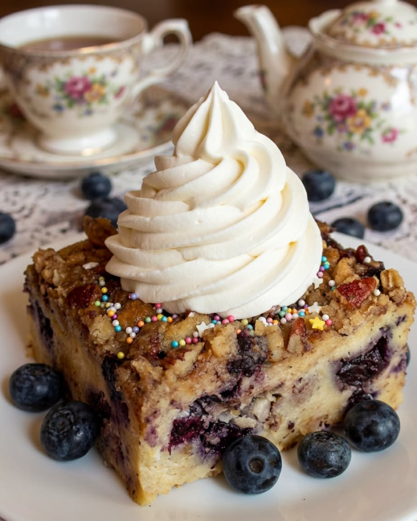 Blueberry Pecan Crunch Bread Pudding
