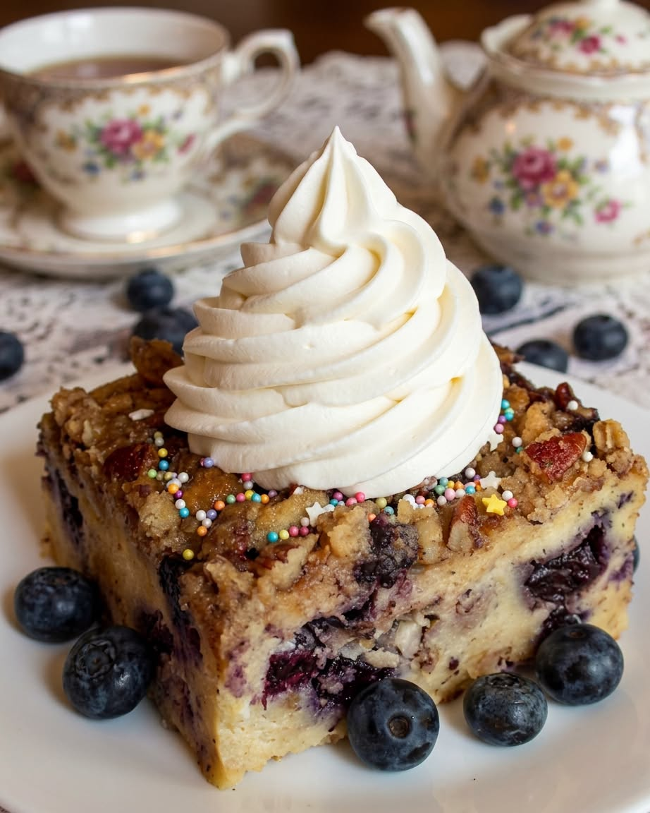 Blueberry Pecan Crunch Bread Pudding