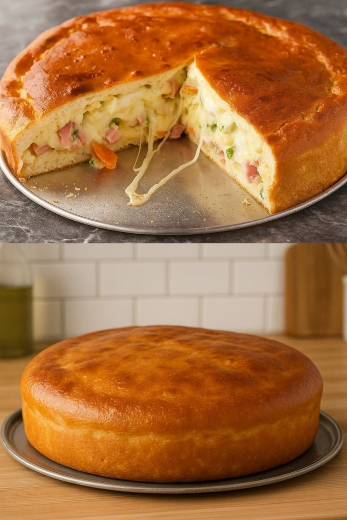 Easy and Quick Pie with Cheese and Ham Filling, Super Creamy