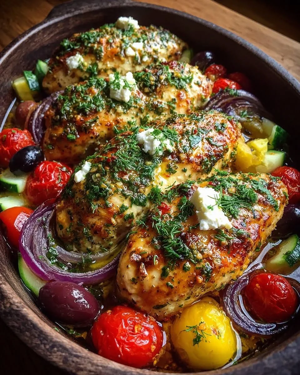Lemon Herb Chicken Bake with Olives & Feta