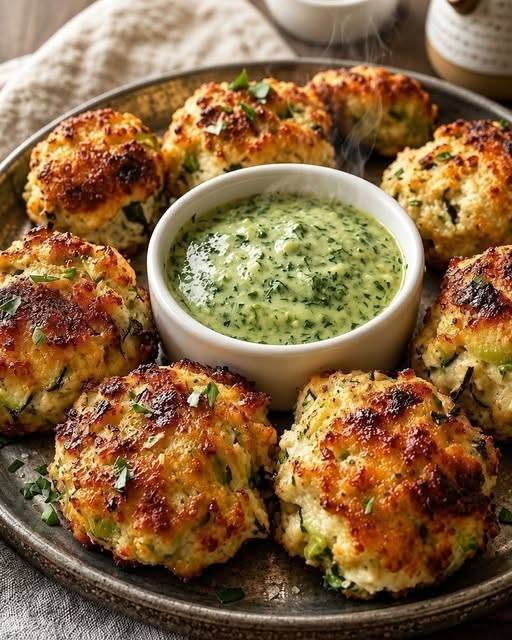 Crispy Zucchini Fritters with Garlic Herb Yogurt Sauce