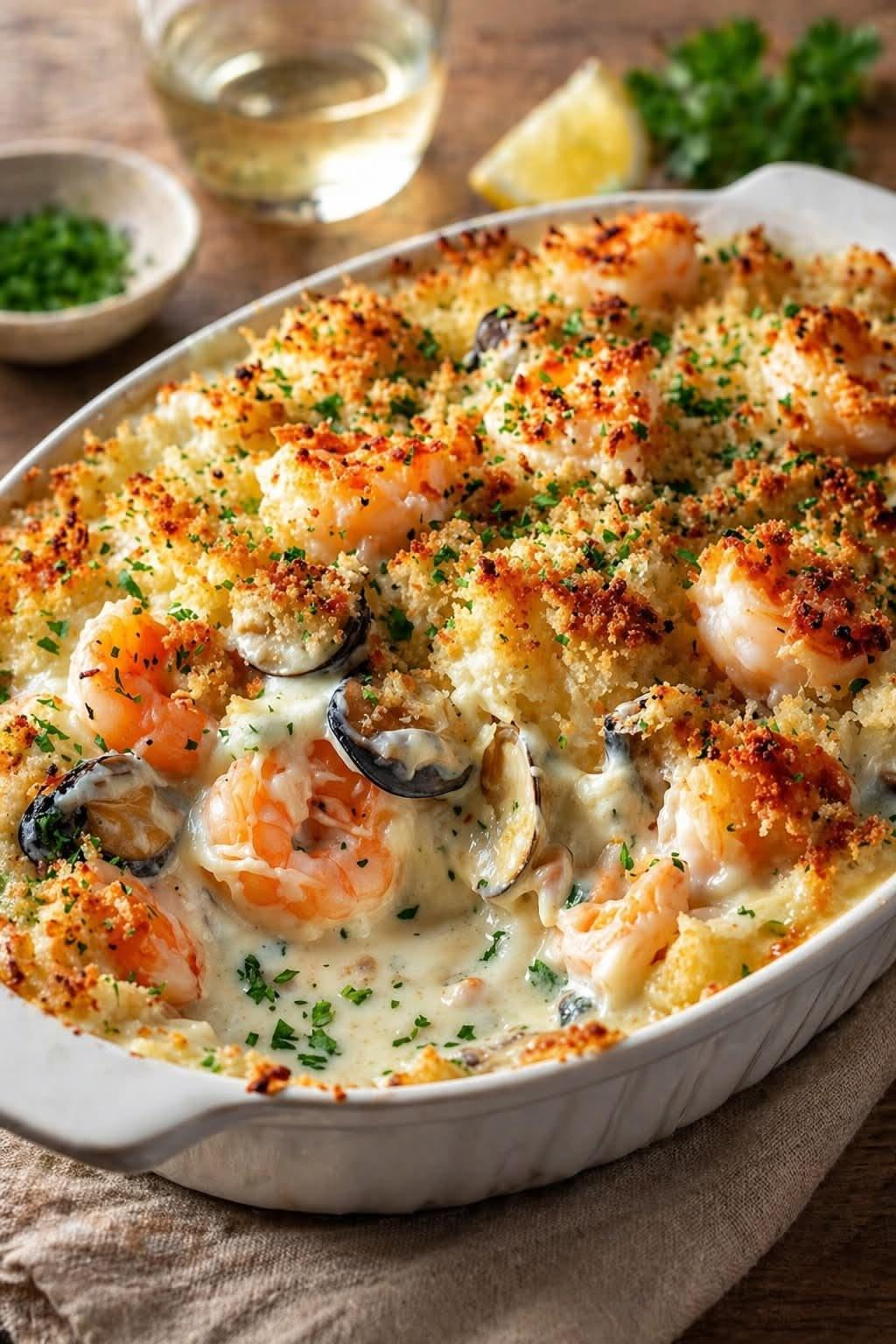 Creamy Shrimp and Clam Seafood Casserole