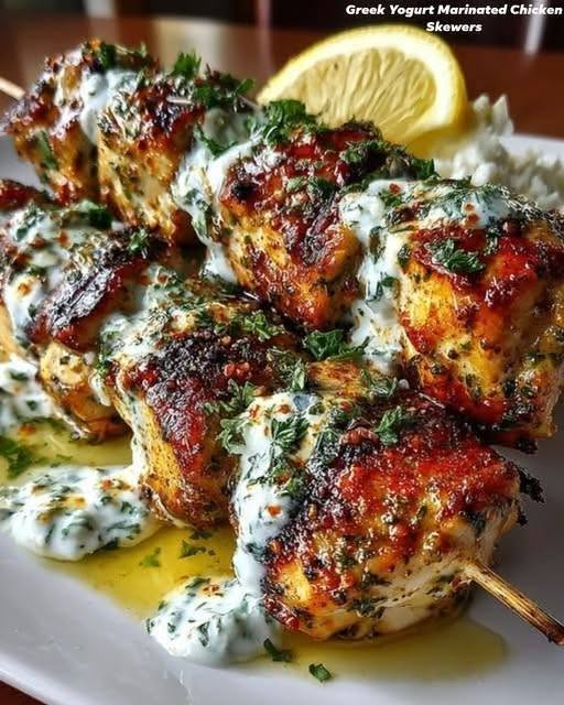 Greek Yogurt Marinated Chicken Skewers
