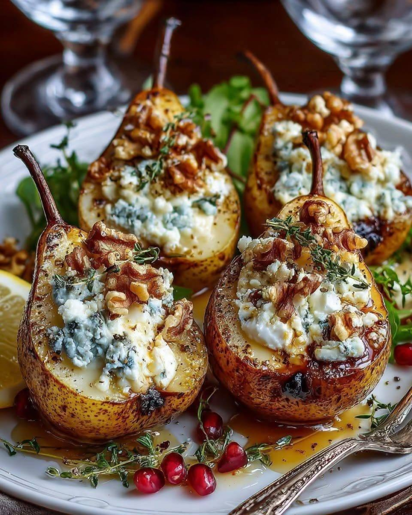 Roasted Pears with Blue Cheese and Walnuts