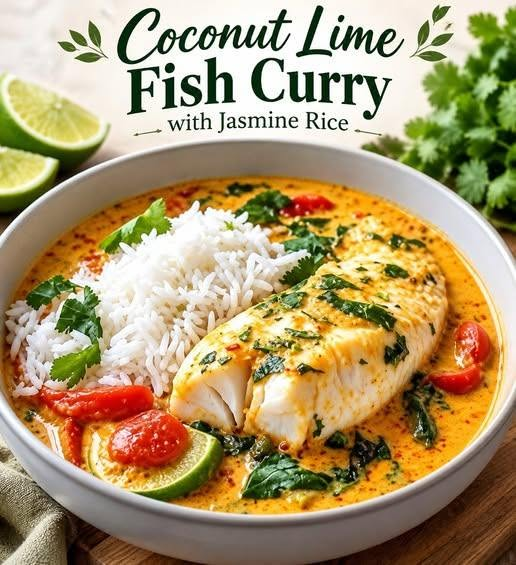 Coconut Lime Fish Curry with Jasmine Rice
