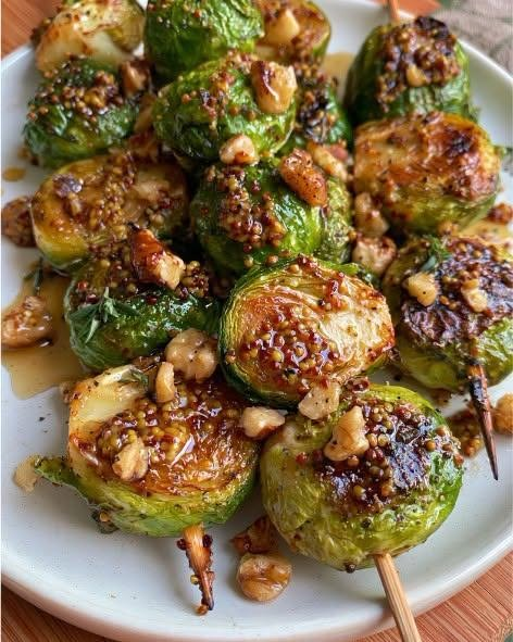 Maple Dijon Brussels Sprout Skewers