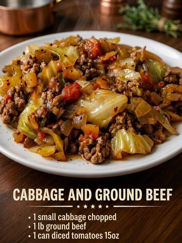 Ground Beef and Chopped Cabbage