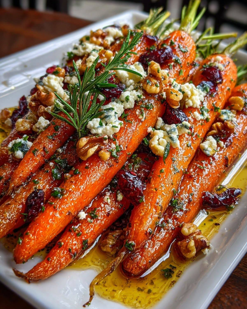 Caramelized Carrots with Feta & Toasted Walnuts and Cranberry-Honey Glaze