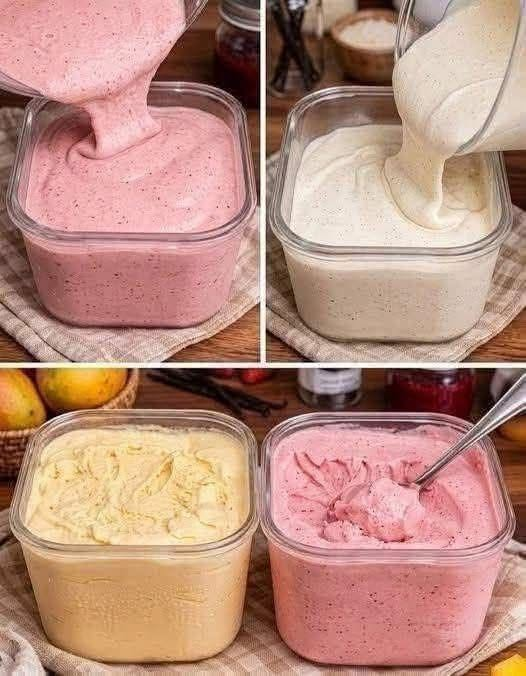 No-Churn Strawberry and Mango Ice Cream