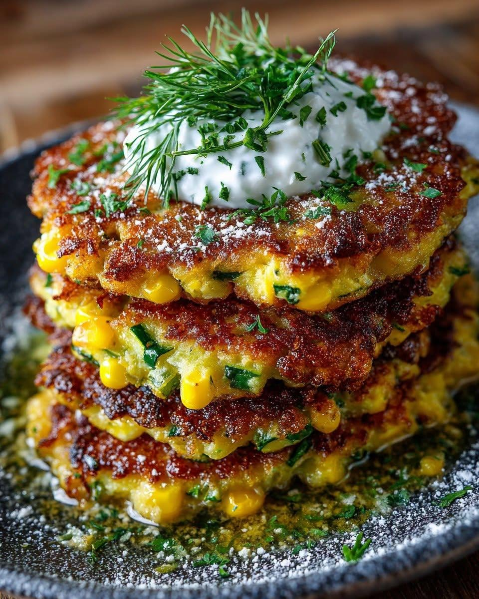 Zucchini & Corn Fritters with Tzatziki